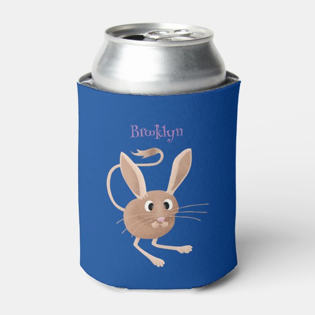 Cute long eared jerboa cartoon illustration can cooler (Can Front)