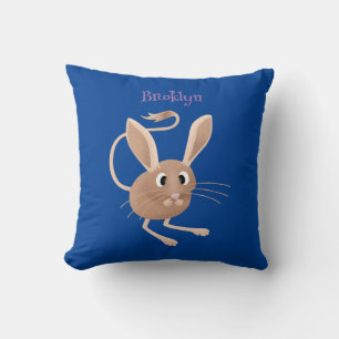 Cute long eared jerboa cartoon illustration cushion