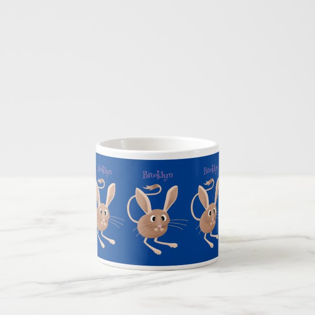 Cute long eared jerboa cartoon illustration espresso cup (Front)