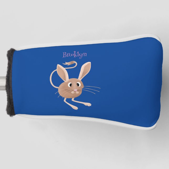 Cute long eared jerboa cartoon illustration golf head cover (Front)