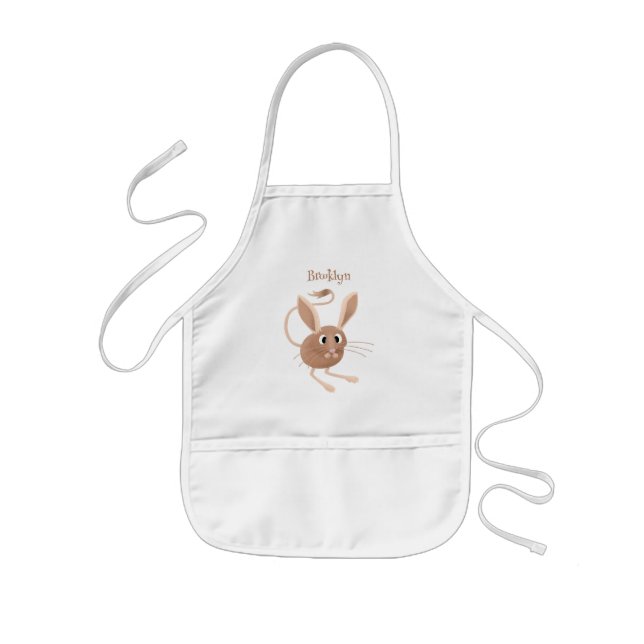Cute long eared jerboa cartoon illustration kids apron (Front)