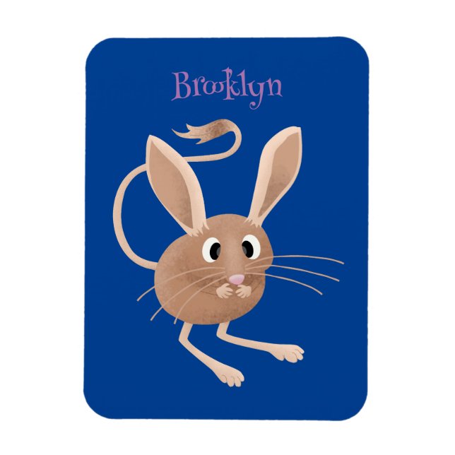 Cute long eared jerboa cartoon illustration magnet (Vertical)