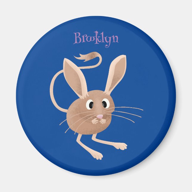 Cute long eared jerboa cartoon illustration magnet (Front)