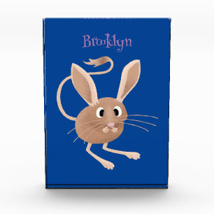 Cute long eared jerboa cartoon illustration photo block