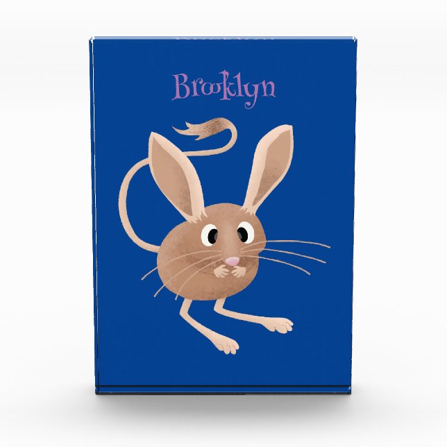 Cute long eared jerboa cartoon illustration photo block (Front)