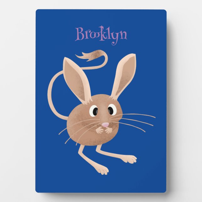 Cute long eared jerboa cartoon illustration plaque (Front)