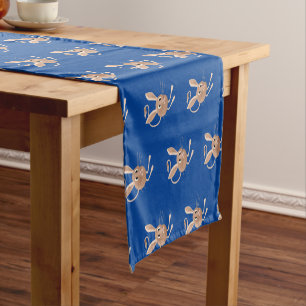 Cute long eared jerboa cartoon illustration short table runner
