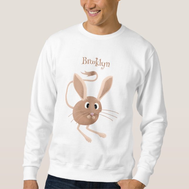Cute long eared jerboa cartoon illustration sweatshirt (Front)