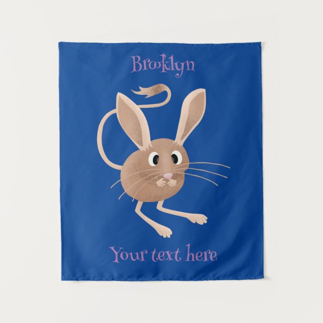 Cute long eared jerboa cartoon illustration tapestry (Front)
