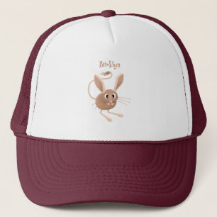 Cute long eared jerboa cartoon illustration trucker hat
