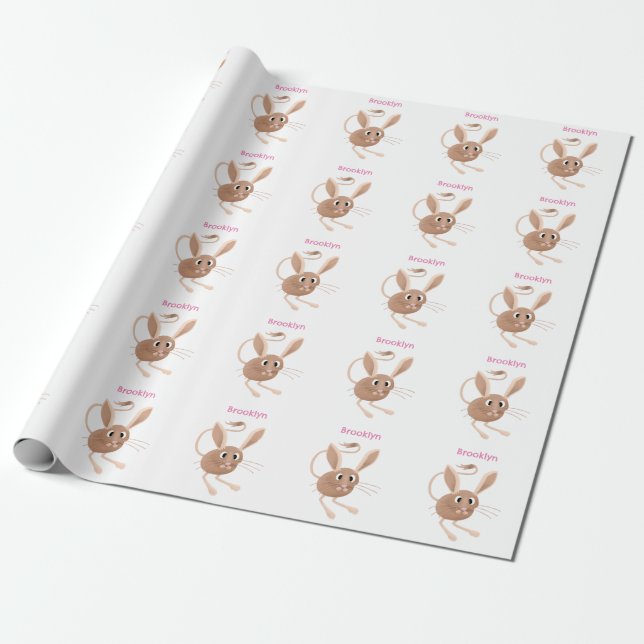 Cute long eared jerboa cartoon illustration wrapping paper (Unrolled)