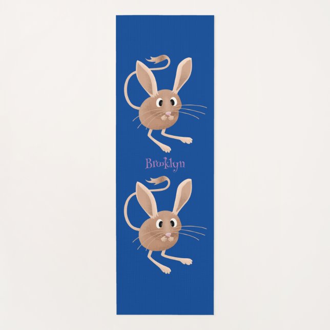 Cute long eared jerboa cartoon illustration yoga mat (Front)