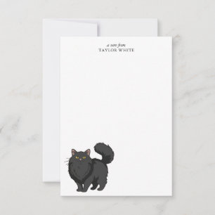 Cute Long Haired Black Cat Thank You Card