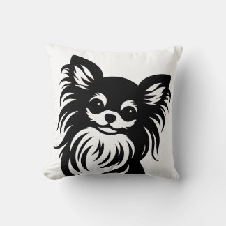 Cute long-haired Chihuahua cartoon Cushion