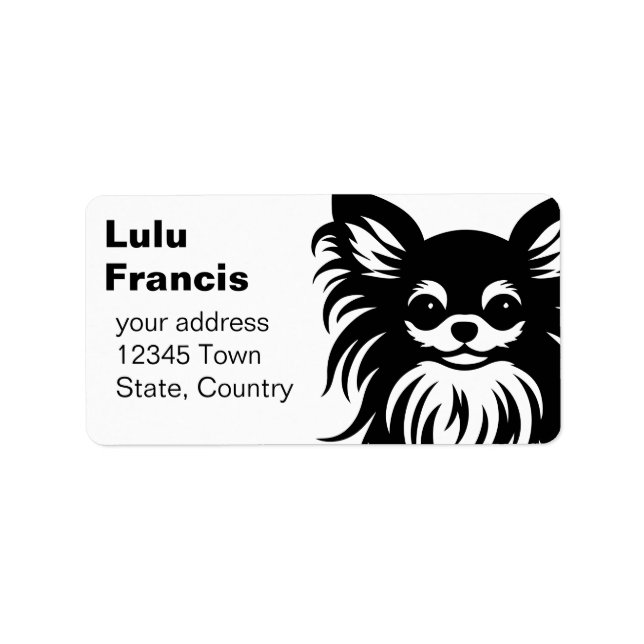 Cute long-haired Chihuahua cartoon Label (Front)