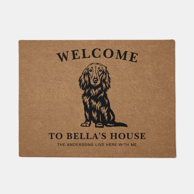 Cute Long Haired Dachshund Lover Owner Gift Doormat (Front)