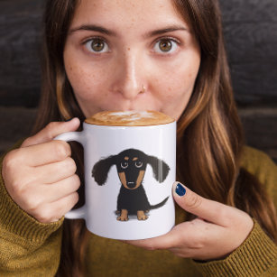 Cute Long Haired Dachshund Puppy Dog Coffee Mug