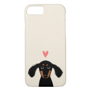 Cute Long Haired Dachshund Puppy with Heart Case-Mate iPhone Case