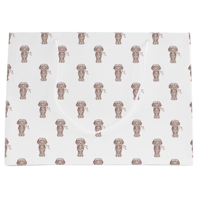 Cute Long Haired Dachshund Sausage Dog Large Gift Bag (Front)