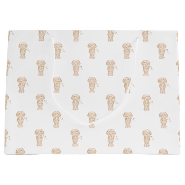 Cute Long Haired Dachshund Sausage Dog Large Gift Bag (Front)