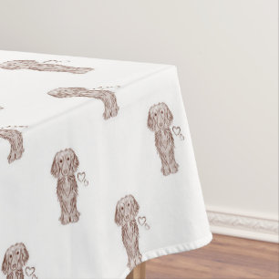 Cute Long Haired Dachshund Sausage Dog Tablecloth