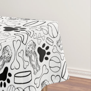 Cute Long Haired Dachshund Sausage Dog Tablecloth