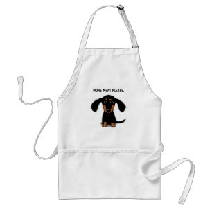 Cute Long Haired Dachshund with Custom Text Standard Apron
