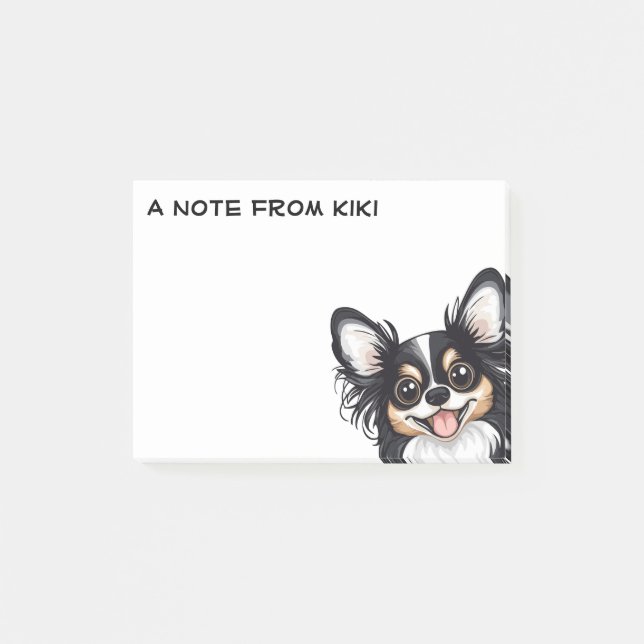 Cute long-haired tricolor Chihuahua  Post-it Notes (Front)