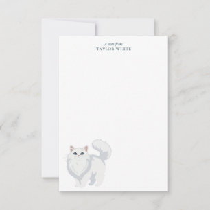 Cute Long Haired White Cat Thank You Card