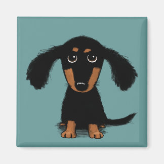 Cute Longhaired Black and Tan Dachshund Puppy Dog Magnet