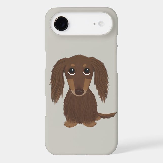Cute Longhaired Chocolate Brown Dachshund Case-Mate iPhone Case (Back)