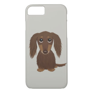 Cute Longhaired Chocolate Brown Dachshund Case-Mate iPhone Case