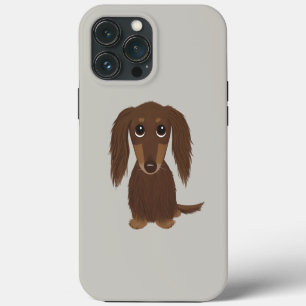 Cute Longhaired Chocolate Brown Dachshund iPhone 13 Pro Max Case