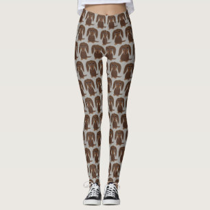 Cute Longhaired Chocolate Brown Dachshund Pattern Leggings