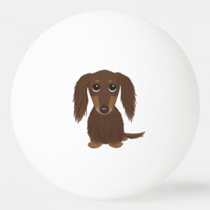 Cute Longhaired Chocolate Brown Dachshund Ping Pong Ball