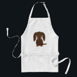 Cute Longhaired Chocolate Brown Dachshund Standard Apron<br><div class="desc">Cute Doxie Cartoon Dog</div>