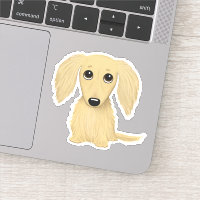 Cute Longhaired Cream Dachshund Cartoon