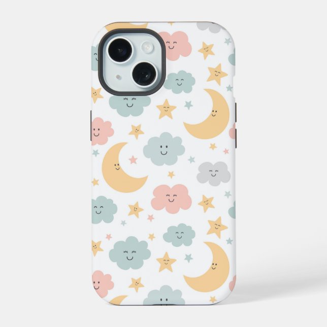 Cute Looking  in the Sky Pattern iPhone 15 Case (Back)