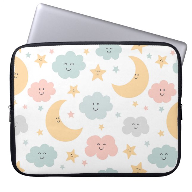 Cute Looking  in the Sky Pattern Laptop Sleeve (Front)