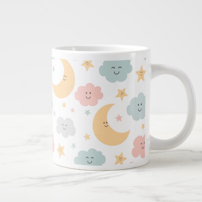 Cute Looking  in the Sky Pattern Large Coffee Mug (Right)