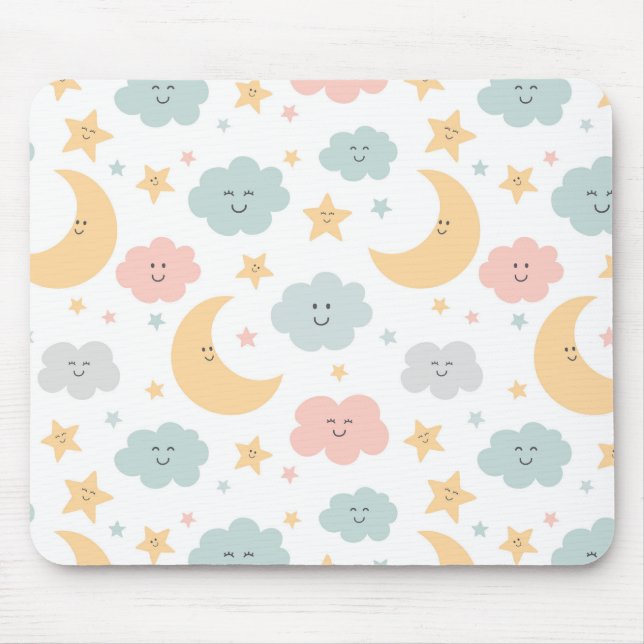 Cute Looking  in the Sky Pattern Mouse Pad (Front)