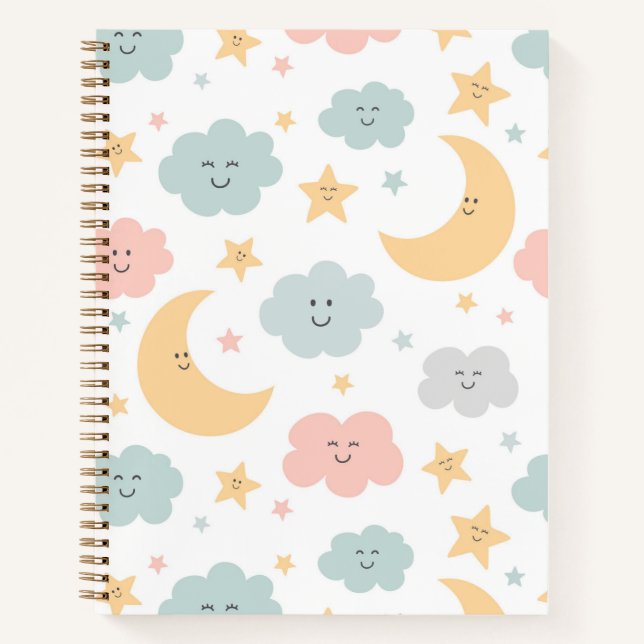 Cute Looking  in the Sky Pattern Notebook (Front)