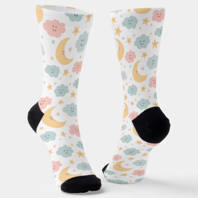 Cute Looking  in the Sky Pattern Socks (Angled)