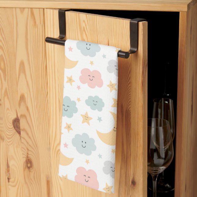 Cute Looking  in the Sky Pattern Tea Towel (Thirds Fold)