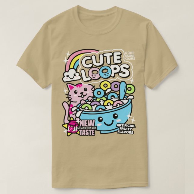 Cute Loops Kawaii Cereal T-Shirt (Design Front)