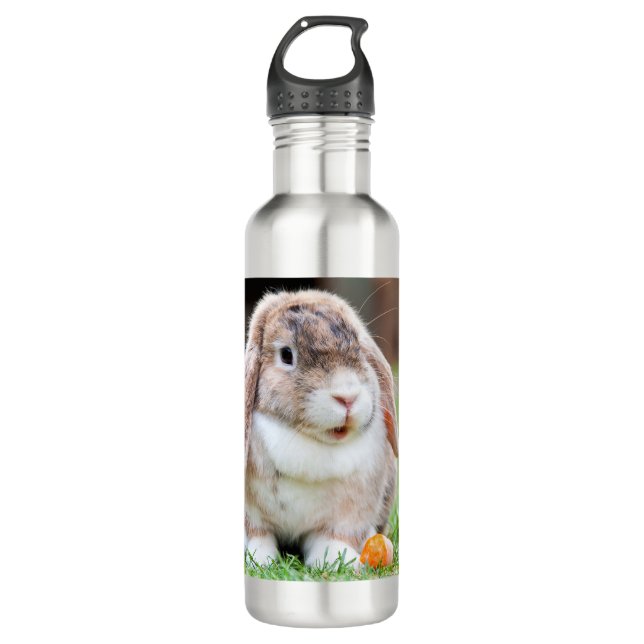 Cute lop-eared rabbit  710 ml water bottle (Front)