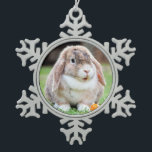 Cute lop-eared rabbit   snowflake pewter christmas ornament<br><div class="desc">Cute  lop-eared rabbit. In the store,  use photos from the network that have been marked as Public Domain or CC0 and can be used for free.</div>