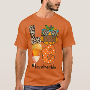 Cute Love 4th Grade Teacher Life Halloween Fall Ca T-Shirt