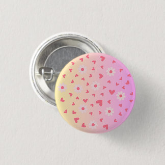 Cute Love and Flowers Pattern 3 Cm Round Badge