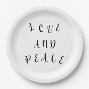 Cute Love And Peace Paper Plate